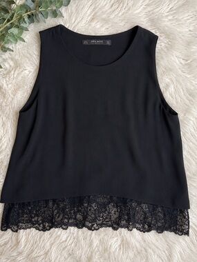 Zara Lace Lined Sleeveless Blouse Medium NWOT